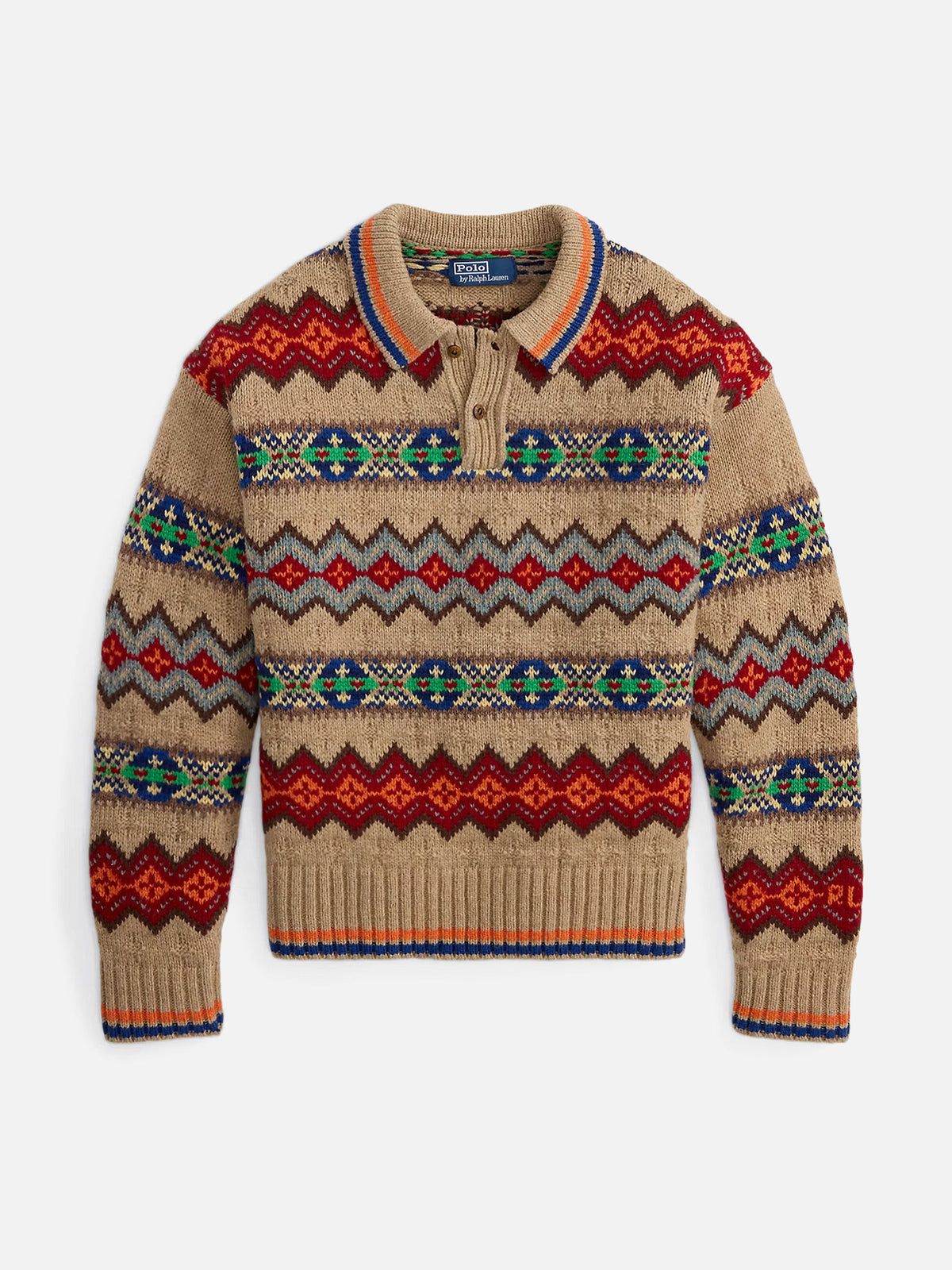 Polo ralph lauren Fair-Isle-Pullover mit Polokragen für Herren Taupe Multi