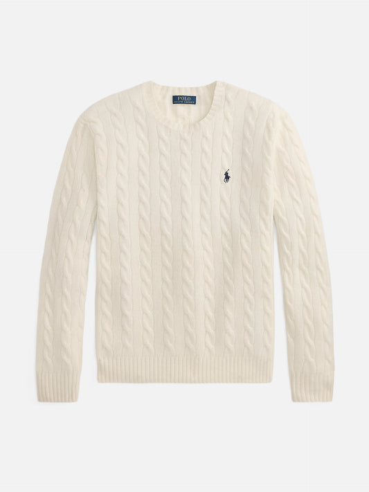 Polo ralph lauren Woll-Kaschmir-Pullover mit Zopfmuster Cremeweiß - Cream White