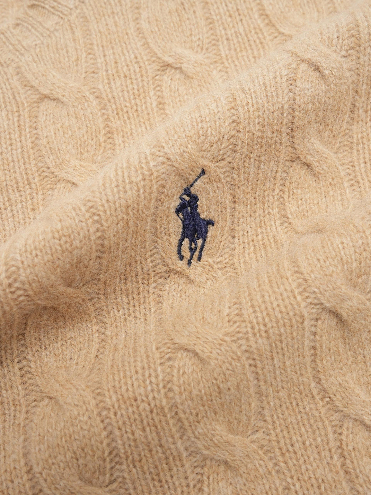 Polo ralph lauren Woll-Kaschmir-Pullover mit Zopfmuster Camel Beige