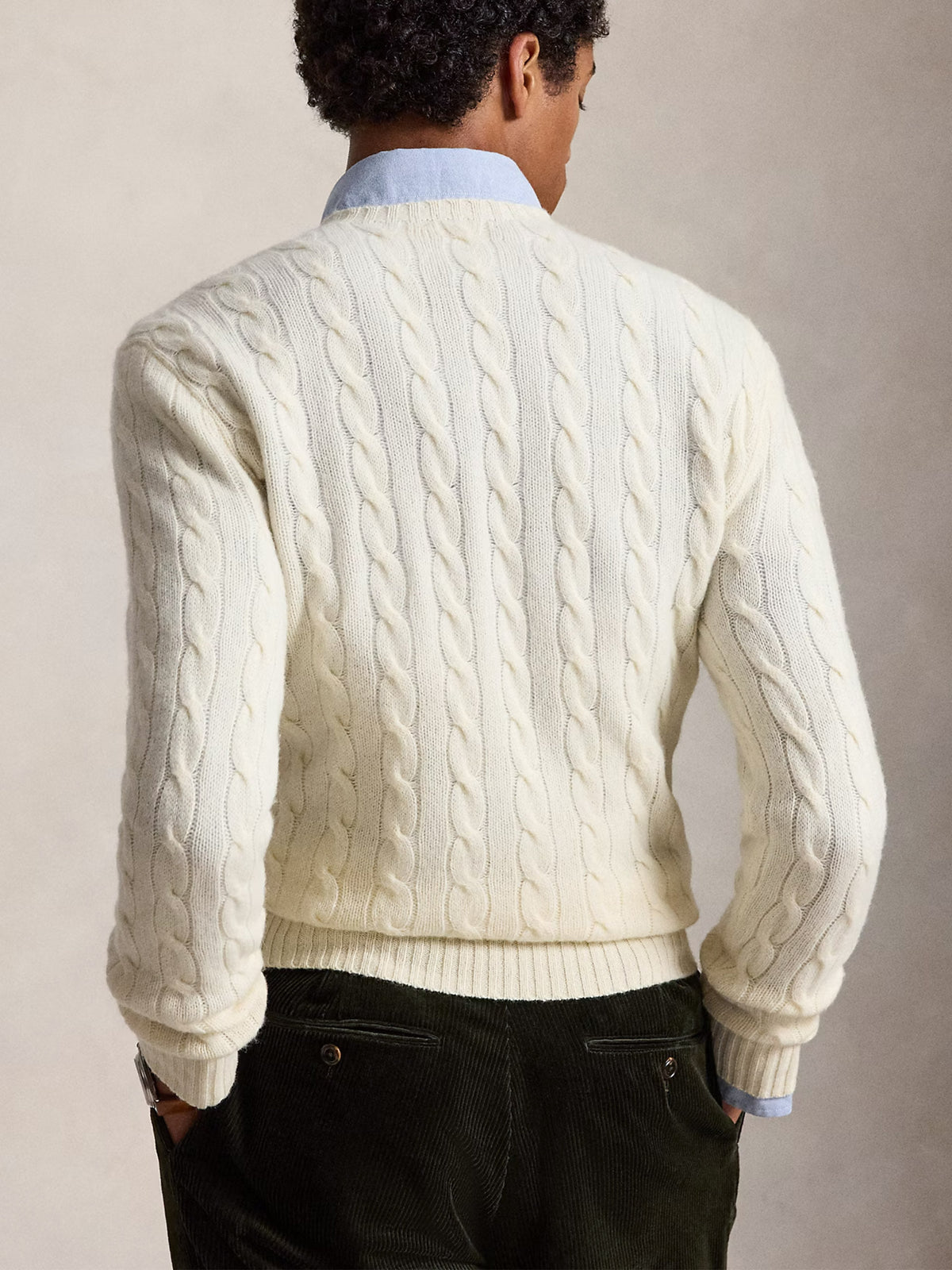 Polo ralph lauren Woll-Kaschmir-Pullover mit Zopfmuster Cremeweiß - Cream White