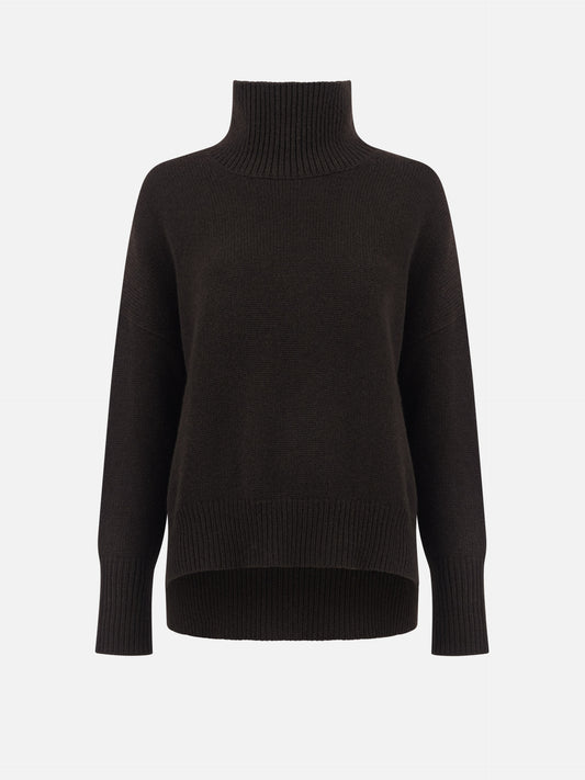 Lisa Yang – Kaschmir-Pullover Heidi mit Stehkragen für Damen Dunkelbraun - Dark Brown