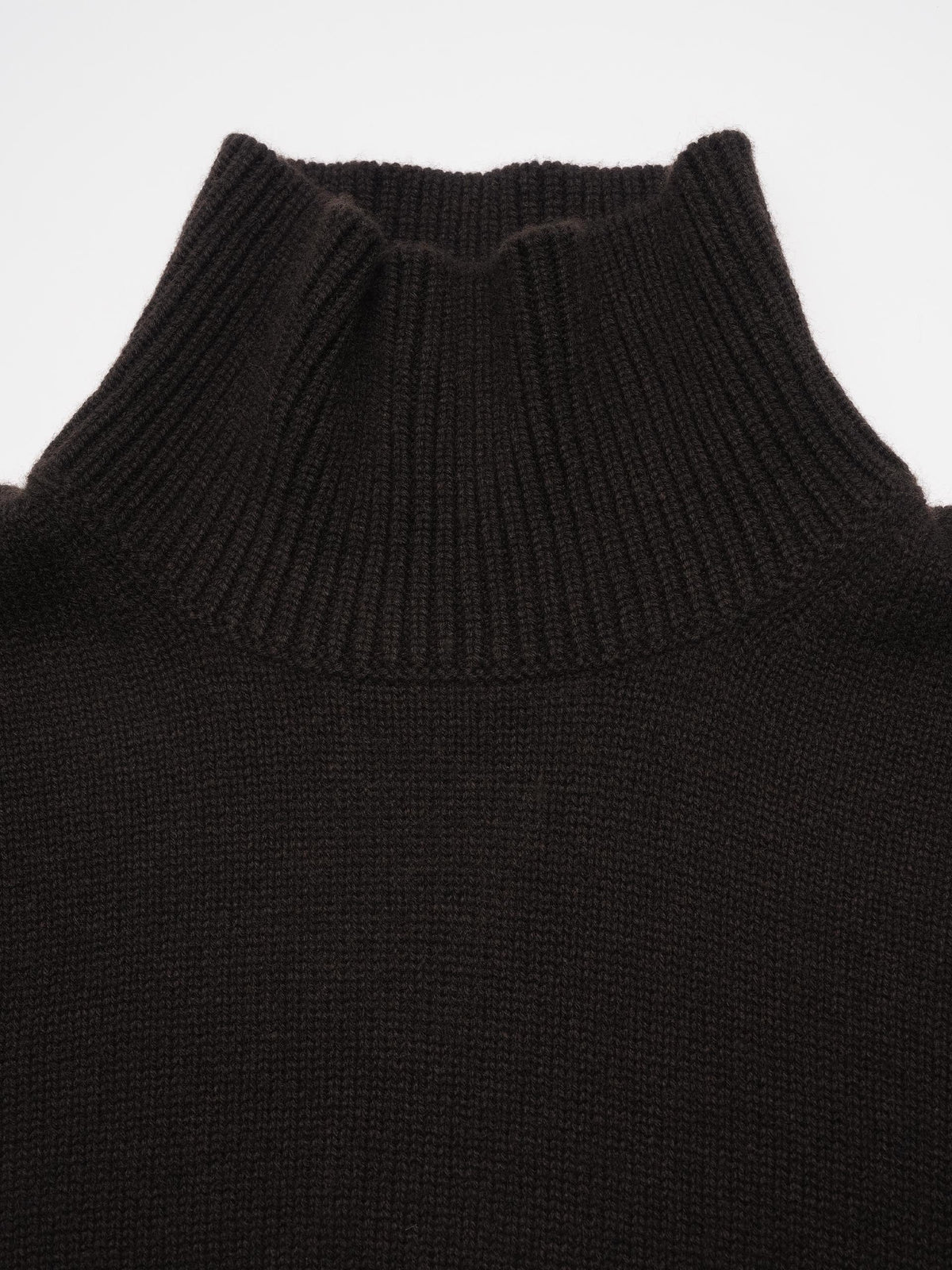 Lisa Yang – Kaschmir-Pullover Heidi mit Stehkragen für Damen Dunkelbraun - Dark Brown
