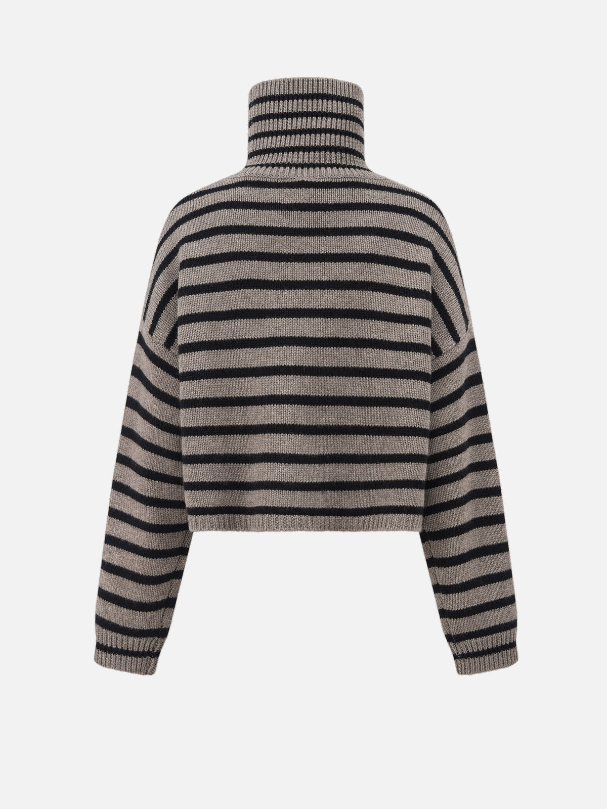 Lisa yang Kaschmir-Pullover Zerlina Stripes für Damen Taupe/Schwarz