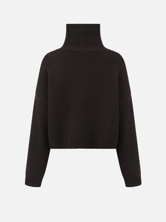 Lisa Yang – Kaschmir-Pullover Zerlina mit Stehkragen für Damen Dunkelbraun - Dark Brown