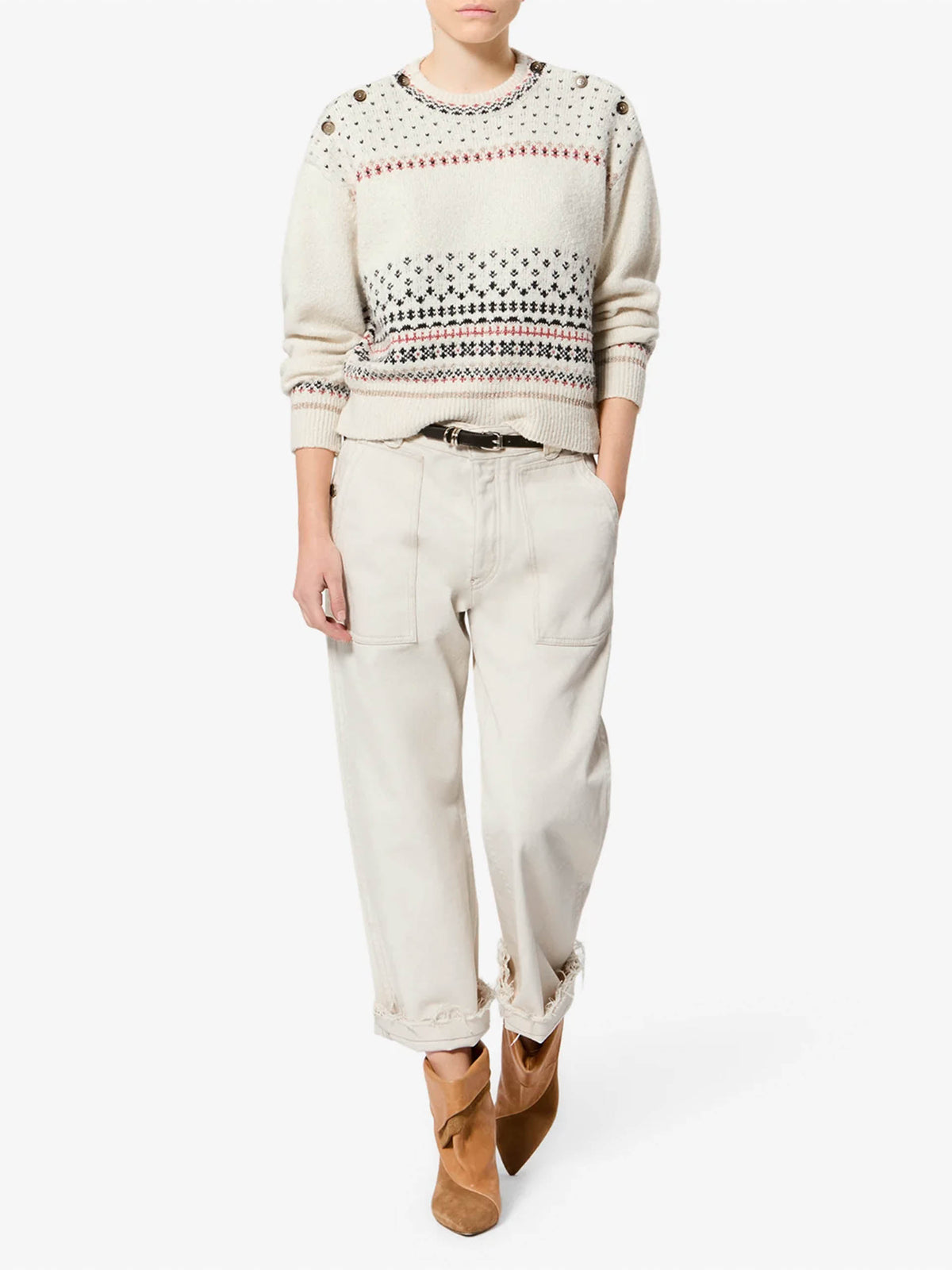 Marant etoile Jacquard-Pullover Zury für Damen Ecru