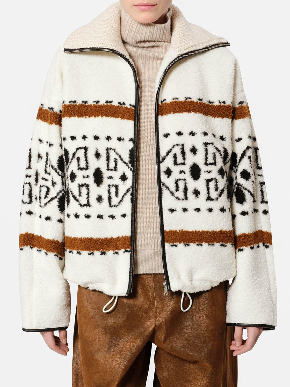 Marant etoile Jacke Lijka mit Jacquardmuster für Damen Ecru