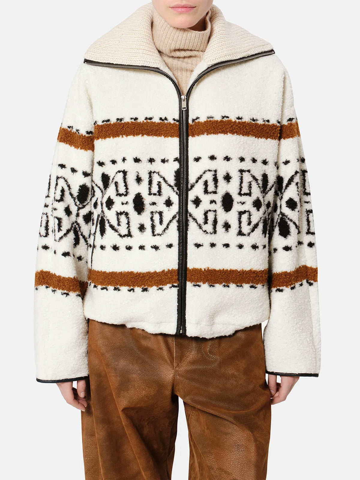 Marant etoile Jacke Lijka mit Jacquardmuster für Damen Ecru