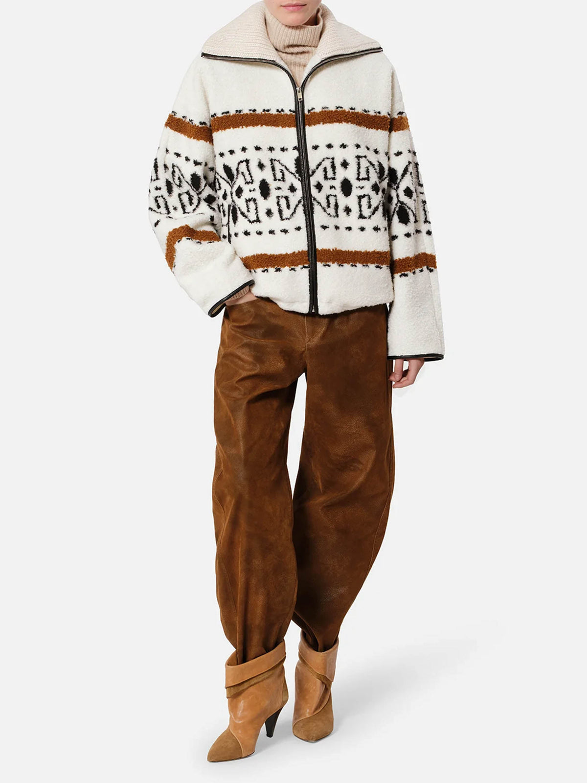 Marant etoile Jacke Lijka mit Jacquardmuster für Damen Ecru