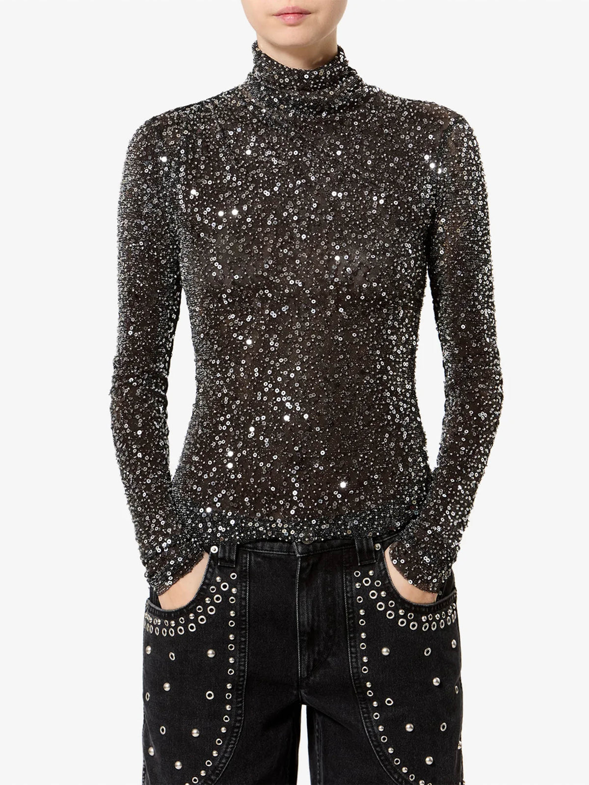 Marant etoile Top Lou mit Pailletten für Damen Schwarz