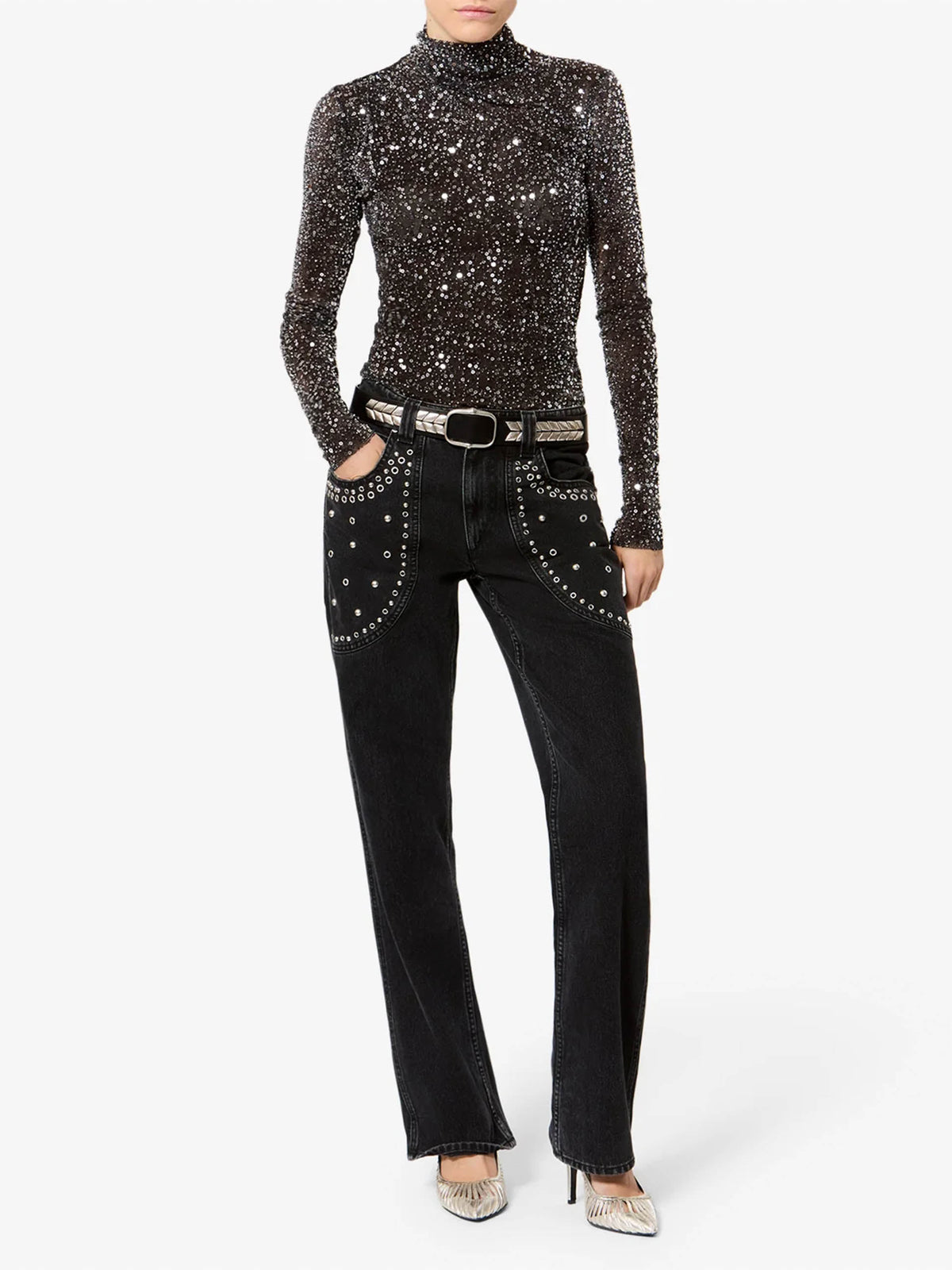 Marant etoile Top Lou mit Pailletten für Damen Schwarz