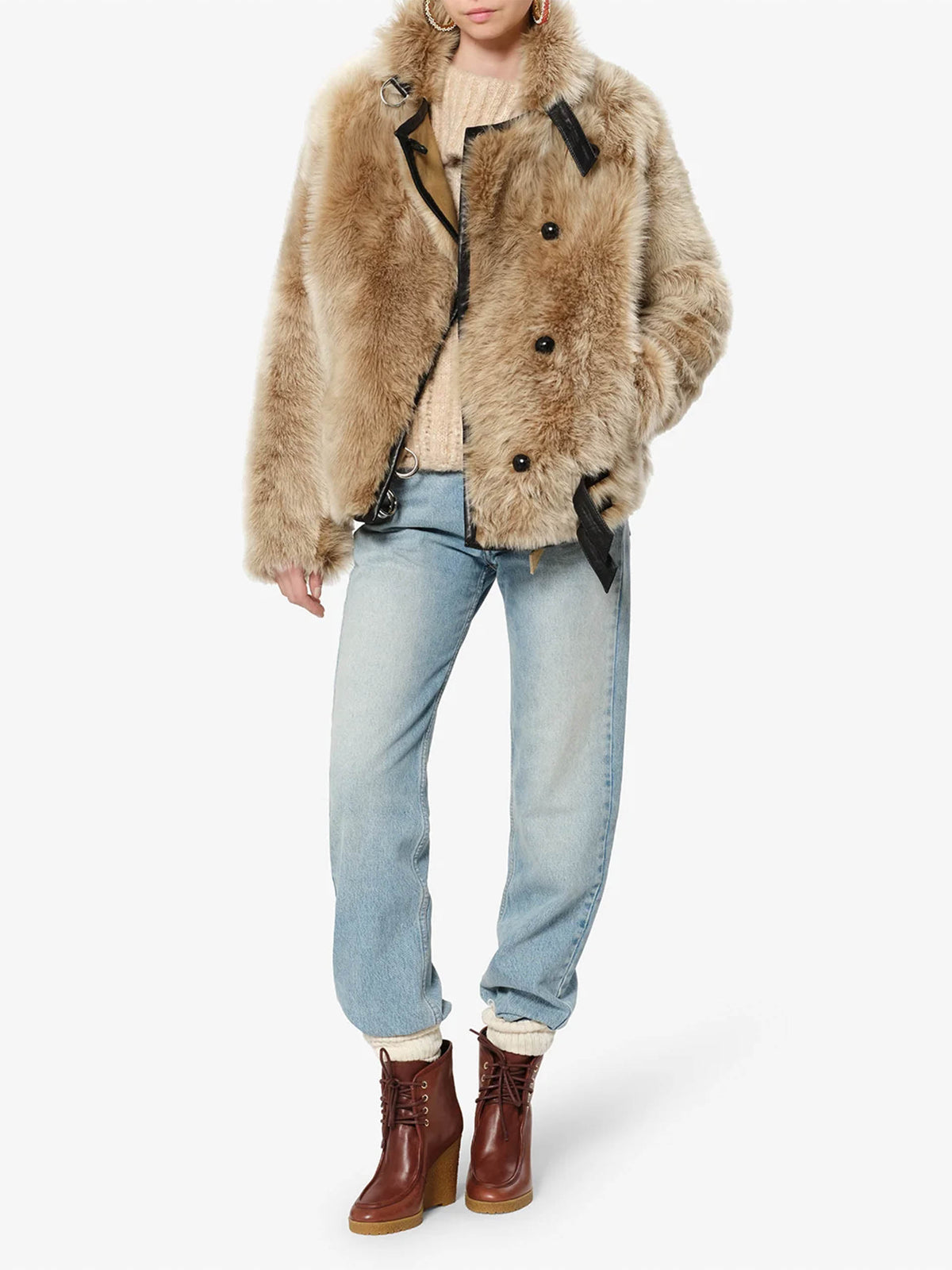 Isabel marant Wendbare Shearling-Jacke Roama für Damen Hellbeige