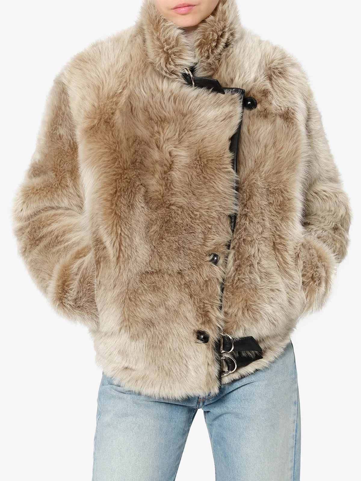 Isabel marant Wendbare Shearling-Jacke Roama für Damen Hellbeige