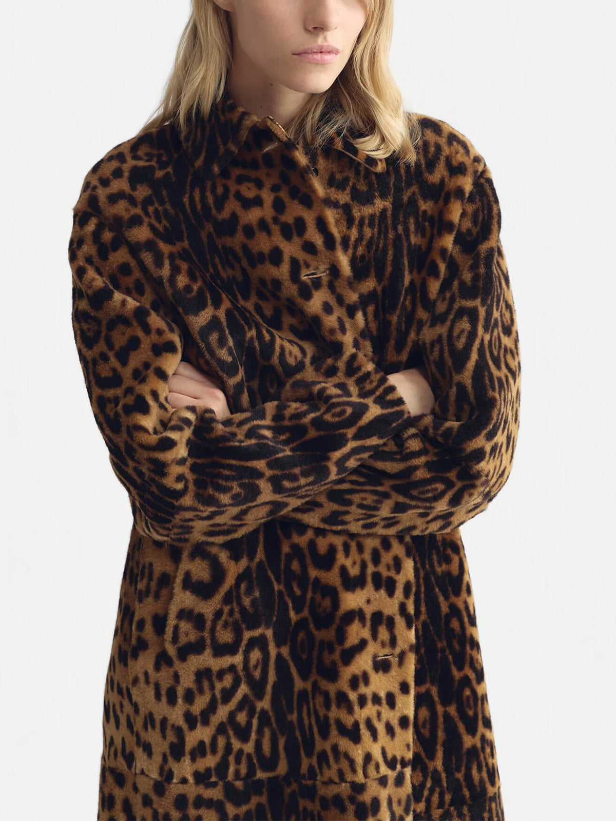 Nili lotan Shearling-Mantel Davelle für Damen Leopard
