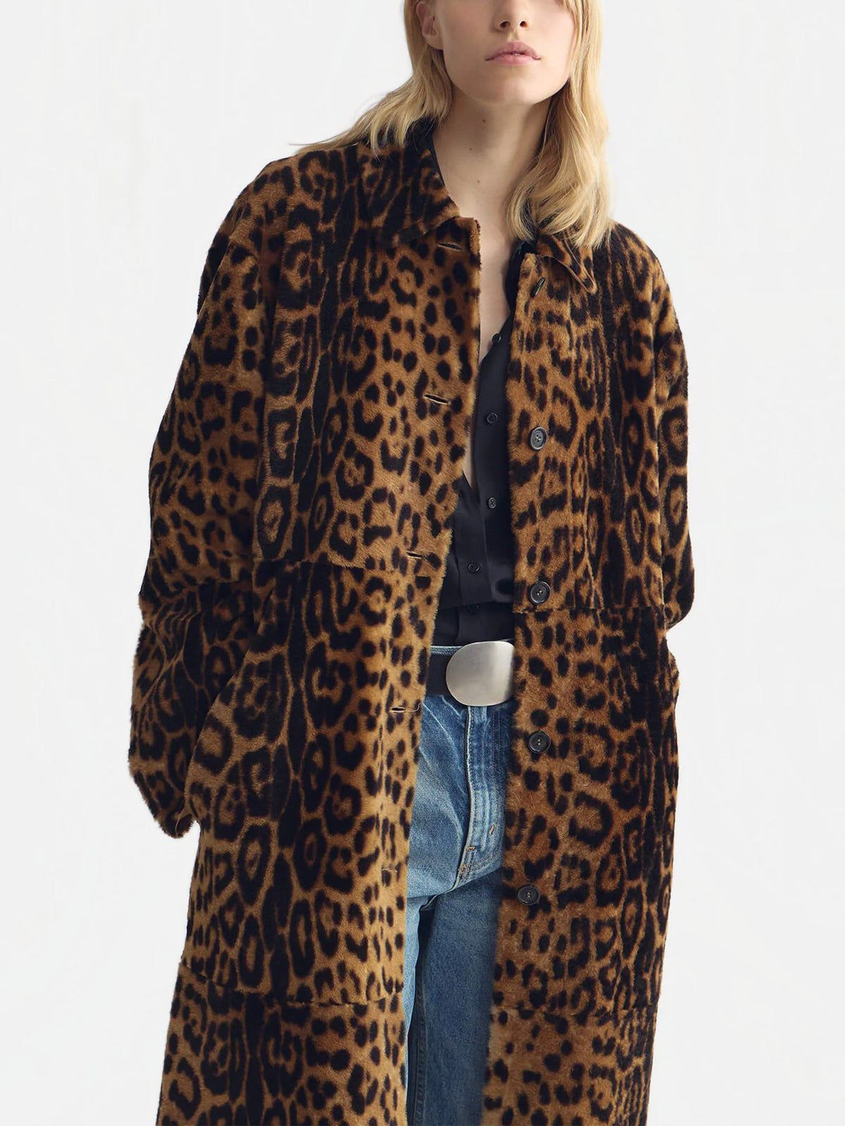 Nili lotan Shearling-Mantel Davelle für Damen Leopard