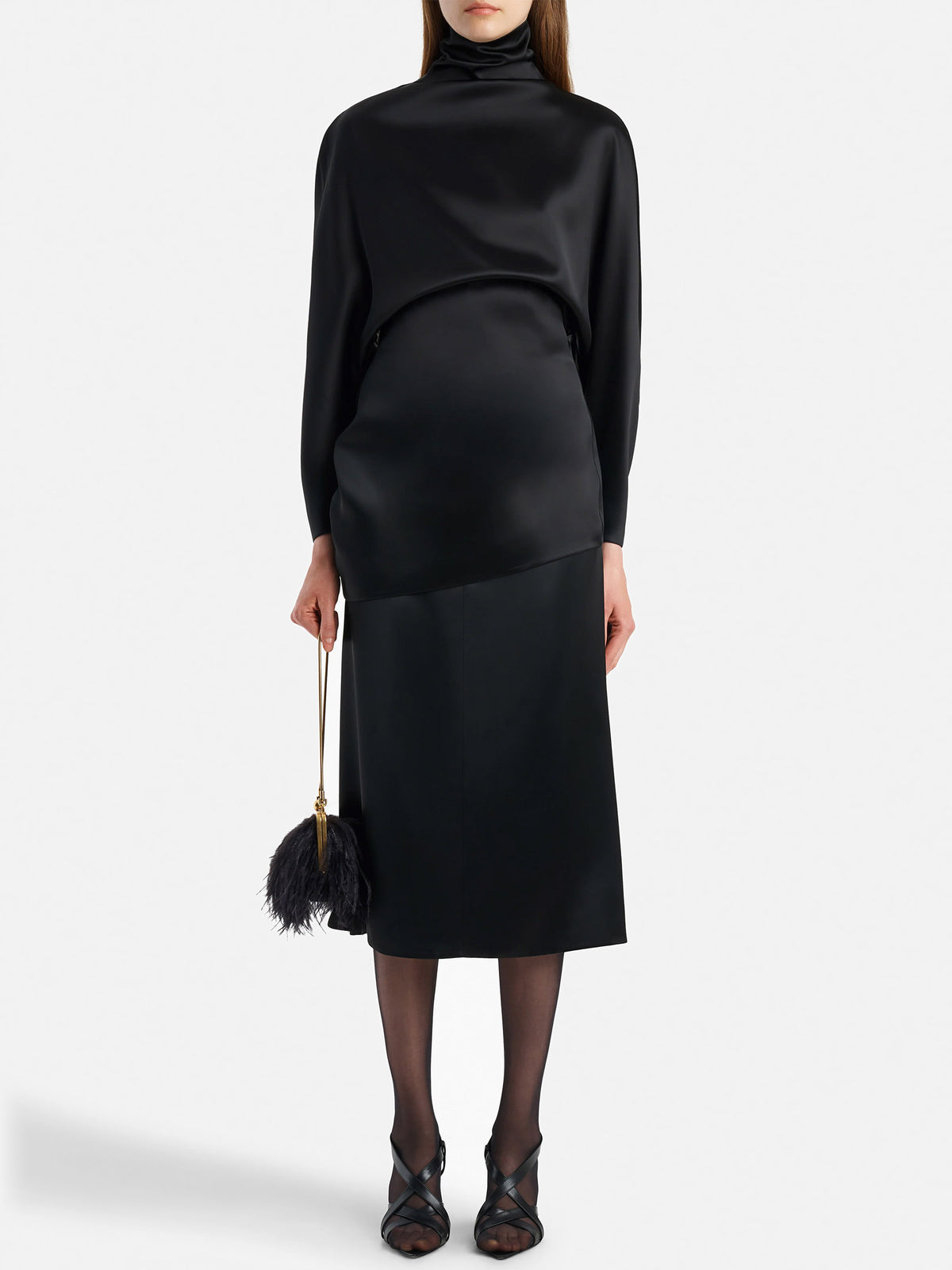 Khaite Midi-Rock Nania aus Satin für Damen Schwarz
