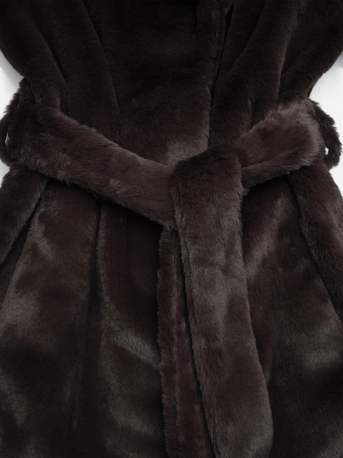 Herno – Langer Mantel aus Kunstpelz mit Gürtel für Damen Dunkelbraun - Dark Brown