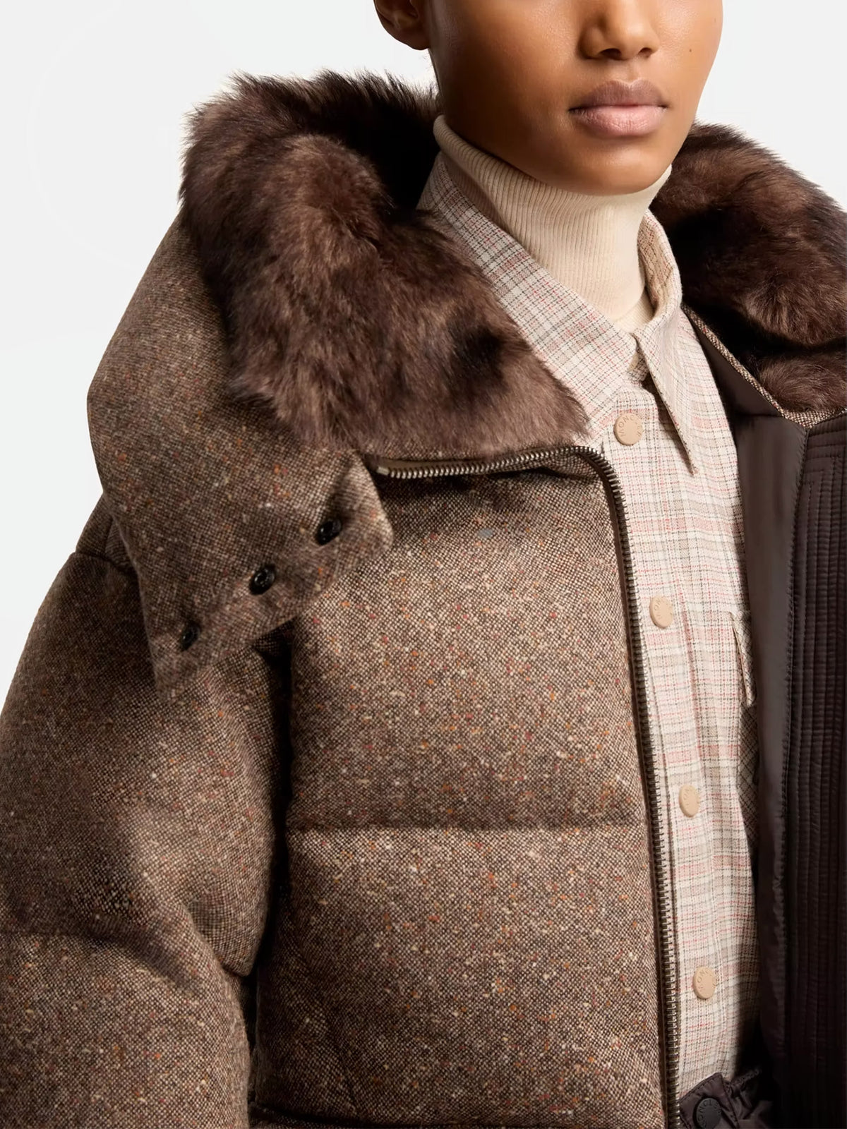 Moncler grenoble Daunenjacke Gelise mit Shearling für Damen Braun