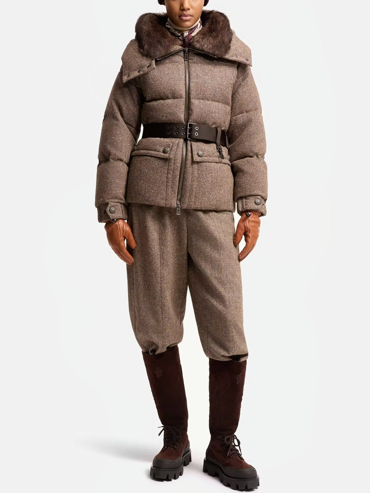 Moncler grenoble Daunenjacke Gelise mit Shearling für Damen Braun