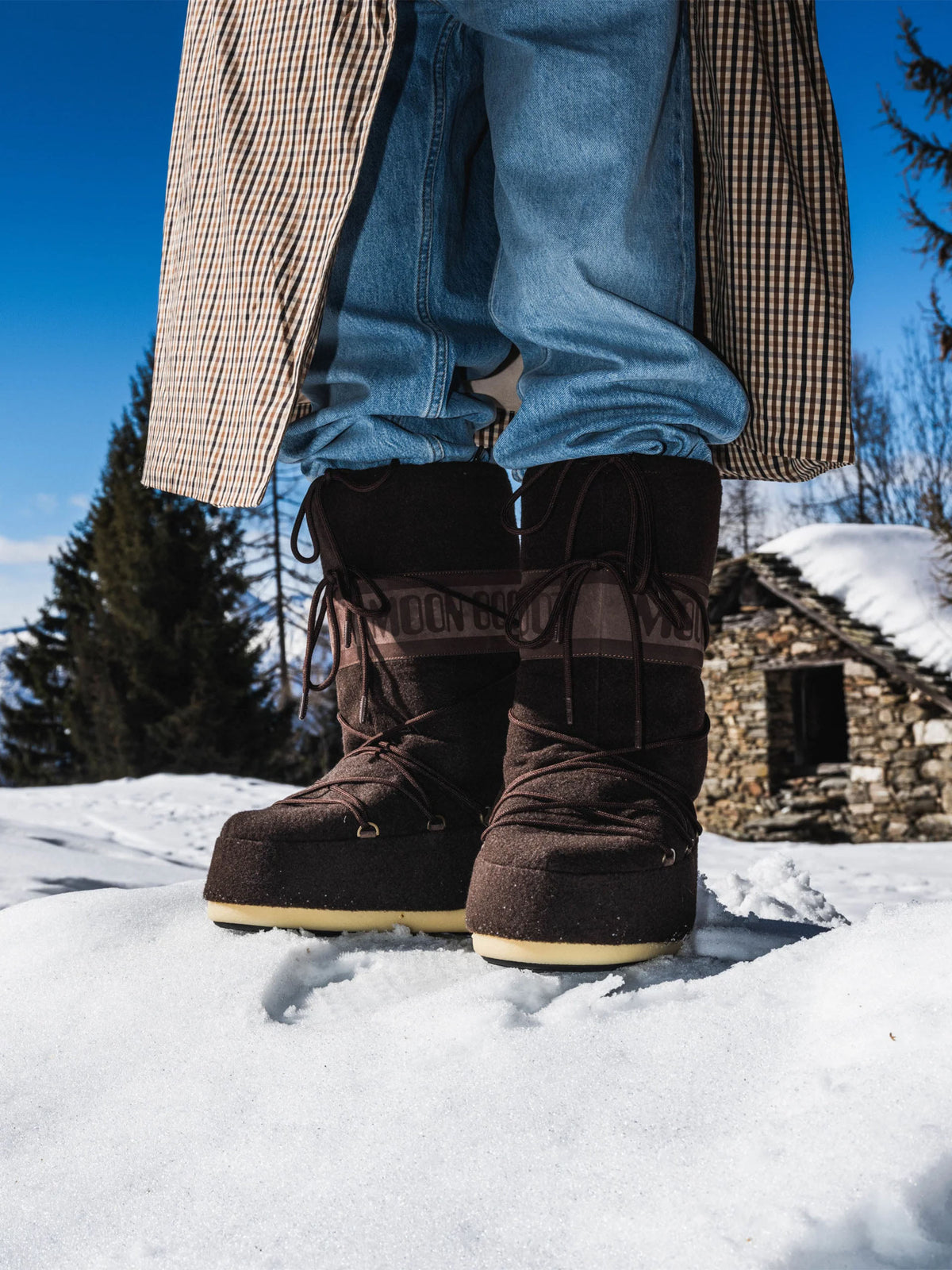 Moon boot Stiefel Icon aus Nubukleder und Filz für Damen Dunkelbraun
