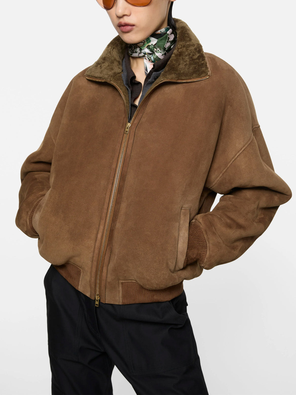 Acne studios Shearling-Bomberjacke für Damen Braun