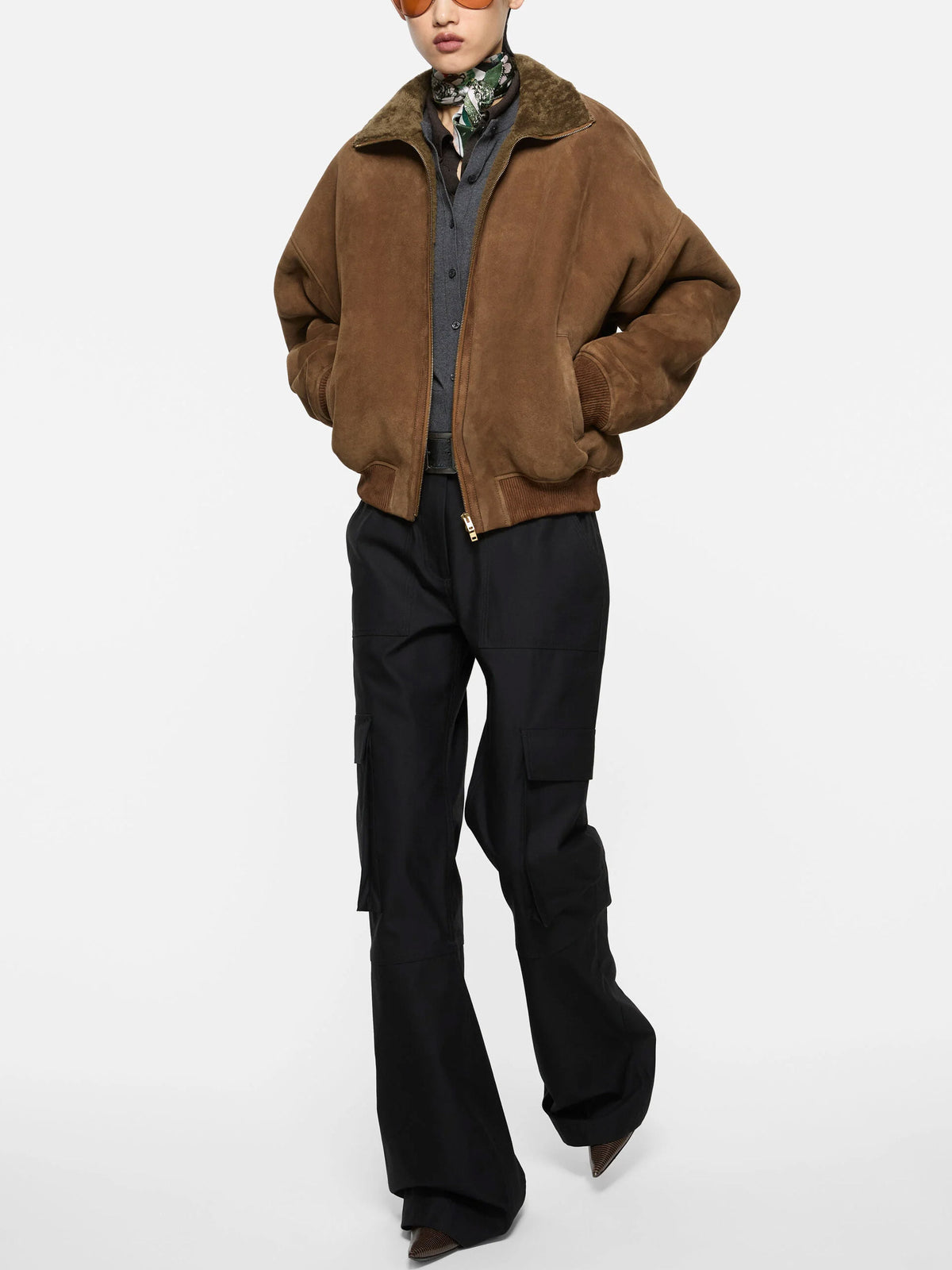 Acne studios Shearling-Bomberjacke für Damen Braun