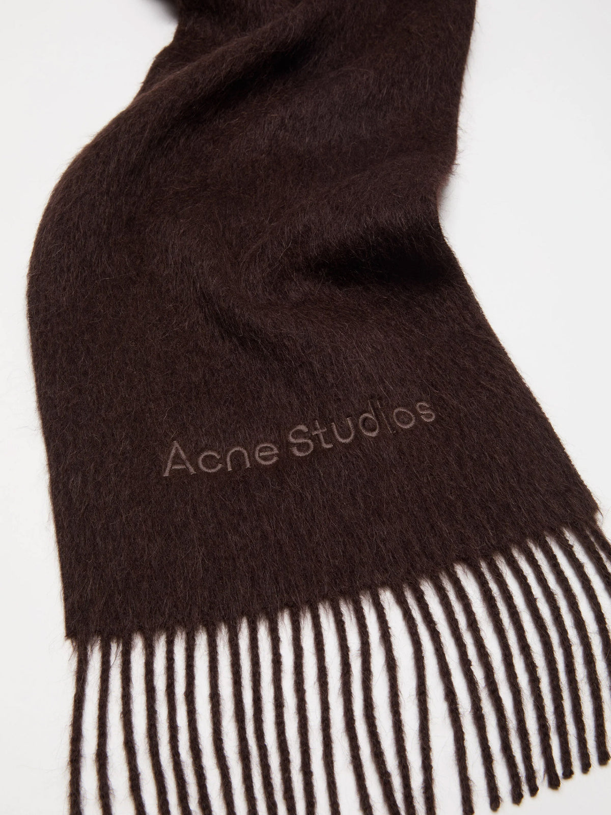 Acne Studios – Schal aus Alpaka und Wolle mit Logo Dunkelbraun - Dark Brown
