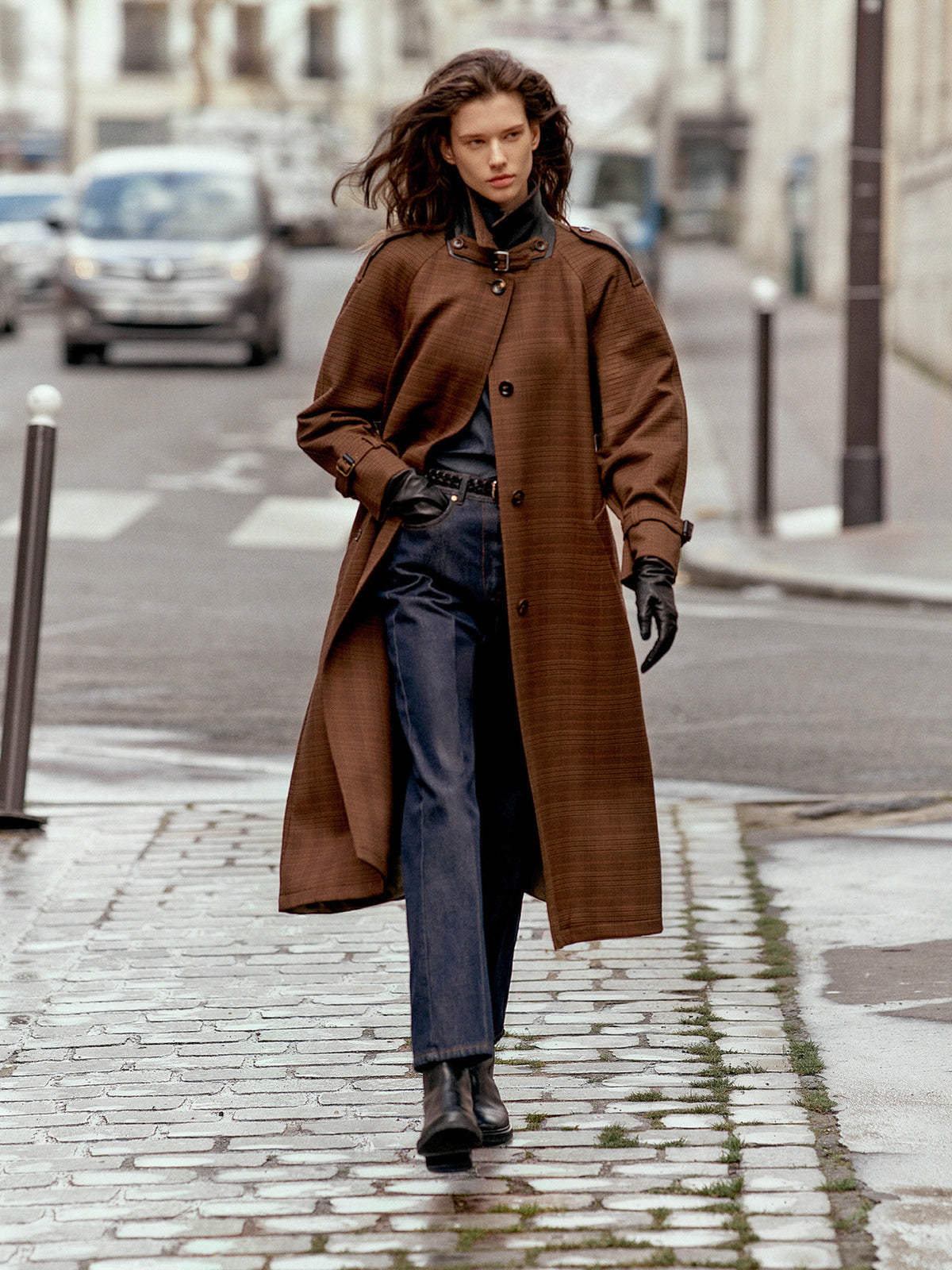 Max mara Glencheck-Trenchcoat Scoglio für Damen Braun