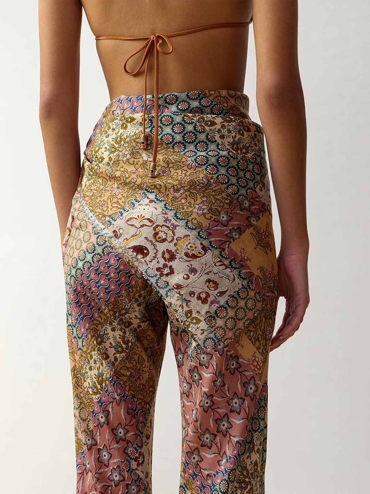 Zimmermann Seidenhose Fairlight Bias für Damen Blumen-Patchwork