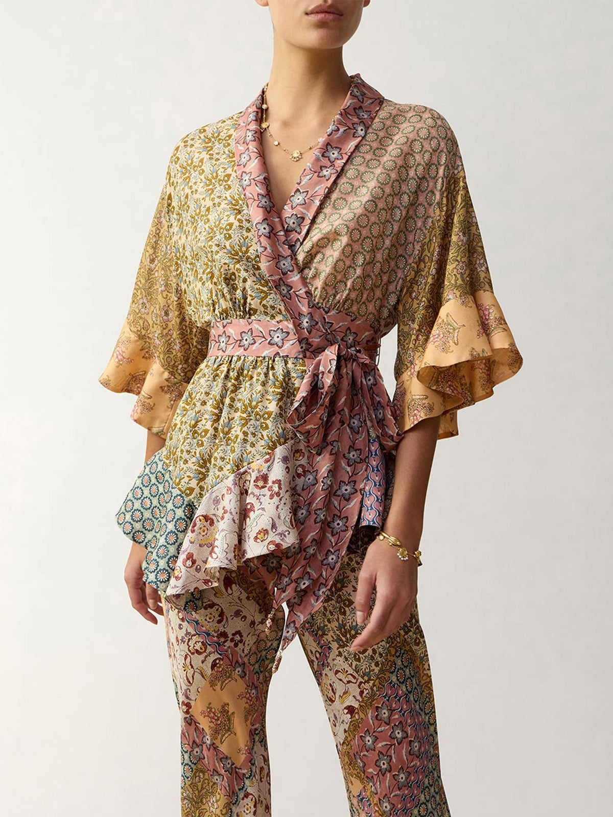 Zimmermann Wickelbluse Fairlight Scarf aus Seide für Damen Mehrfarbig