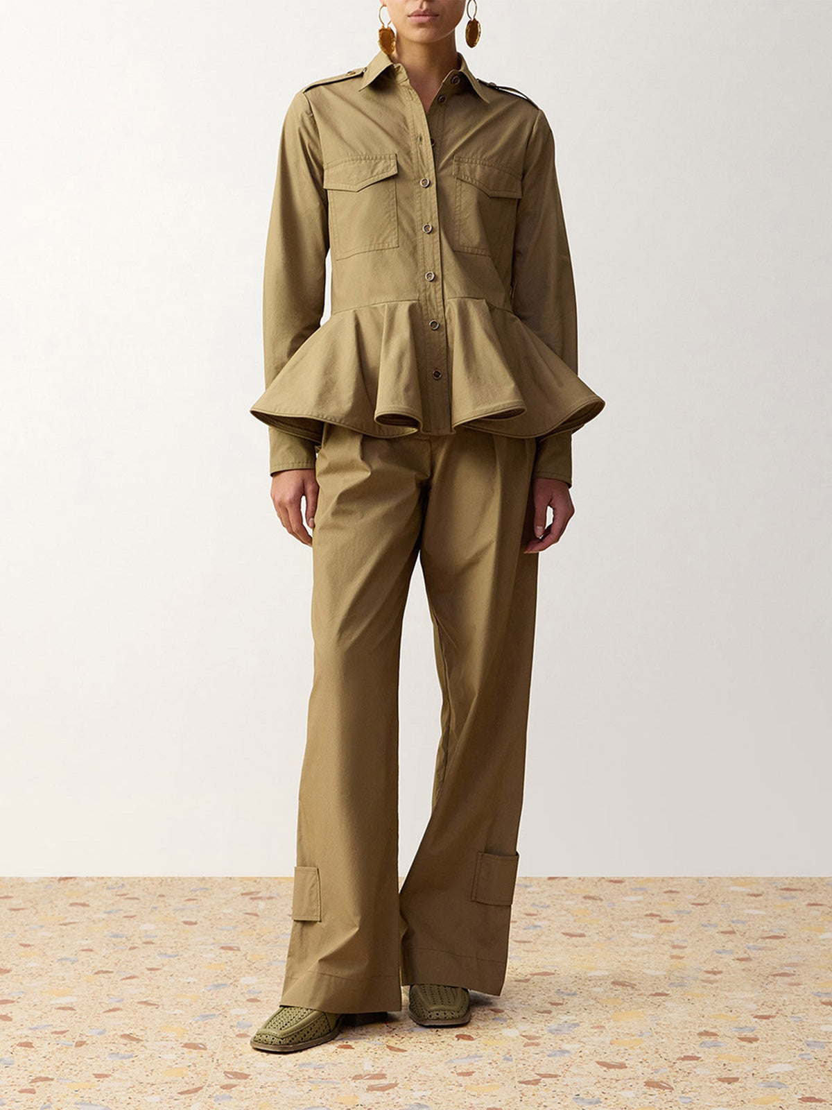 Zimmermann Hose Clash aus Popeline für Damen Khaki