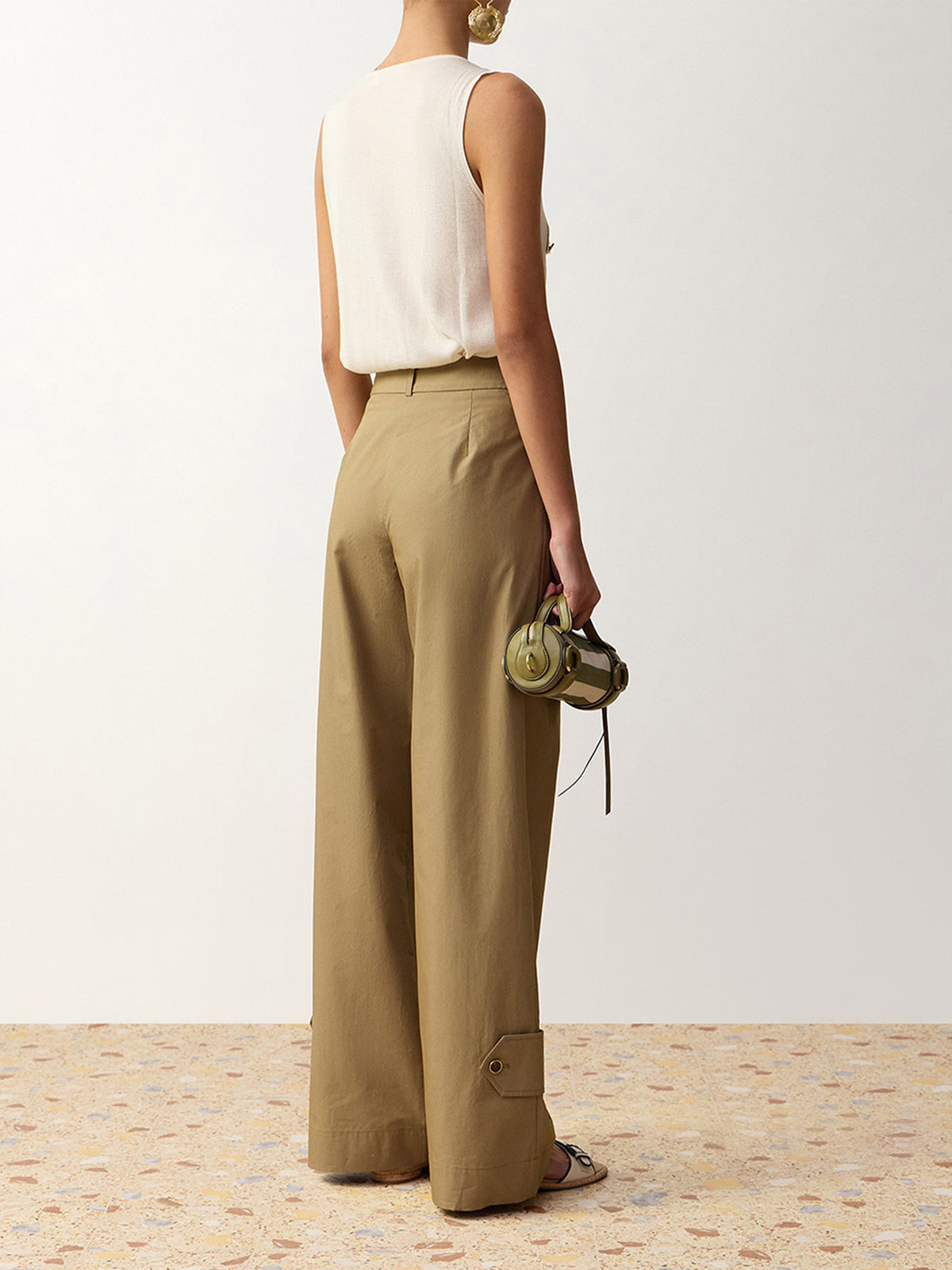 Zimmermann Hose Clash aus Popeline für Damen Khaki