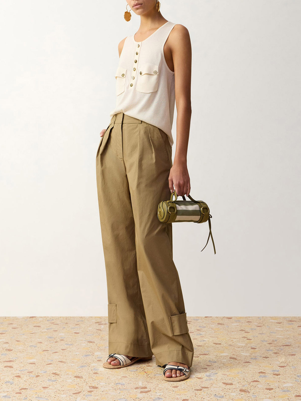 Zimmermann Hose Clash aus Popeline für Damen Khaki
