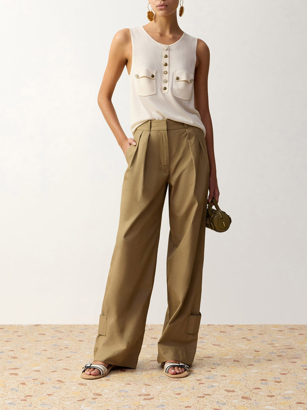 Zimmermann Hose Clash aus Popeline für Damen Khaki