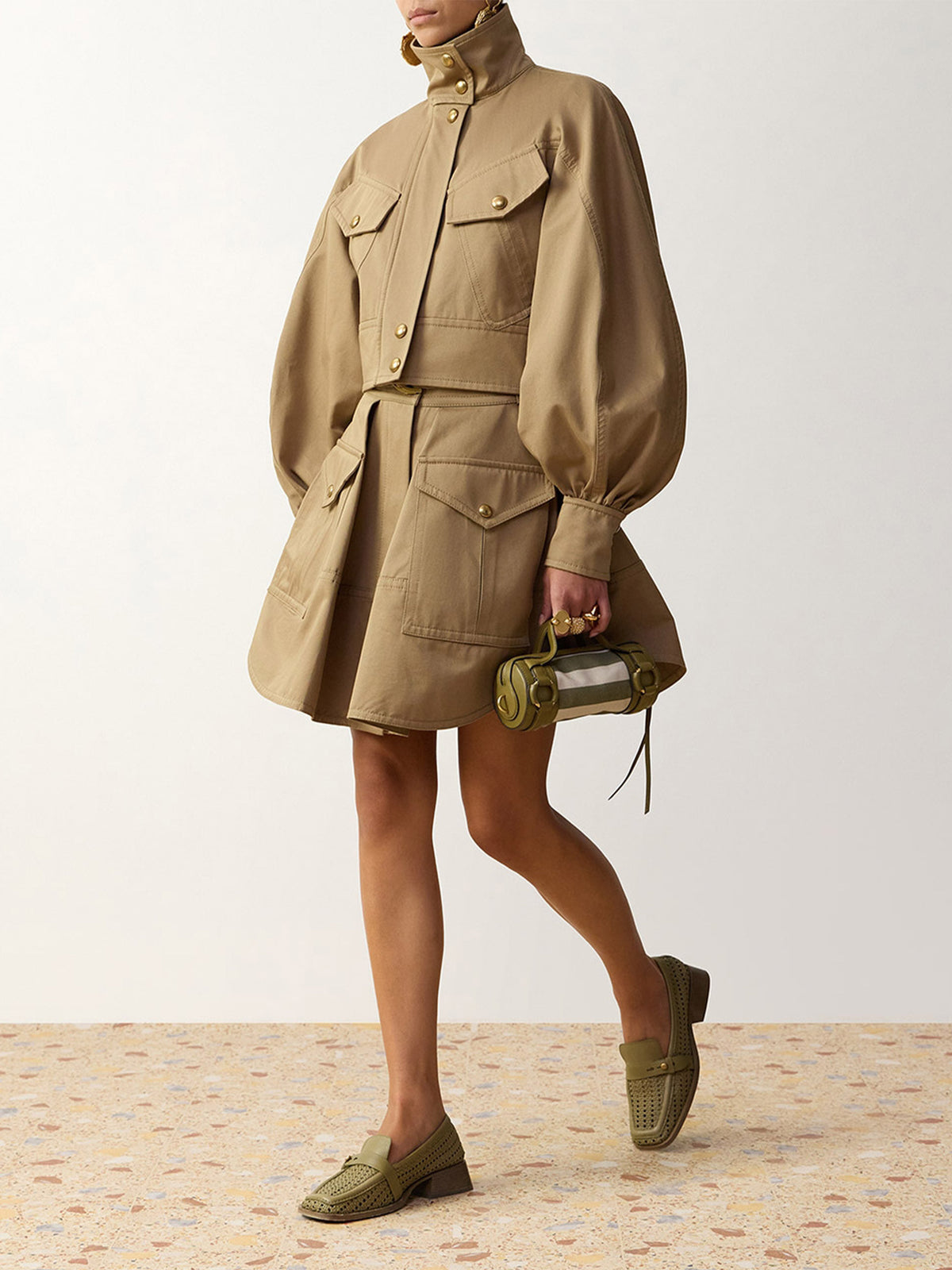 Zimmermann Utility-Minirock Clash Drill für Damen Khaki