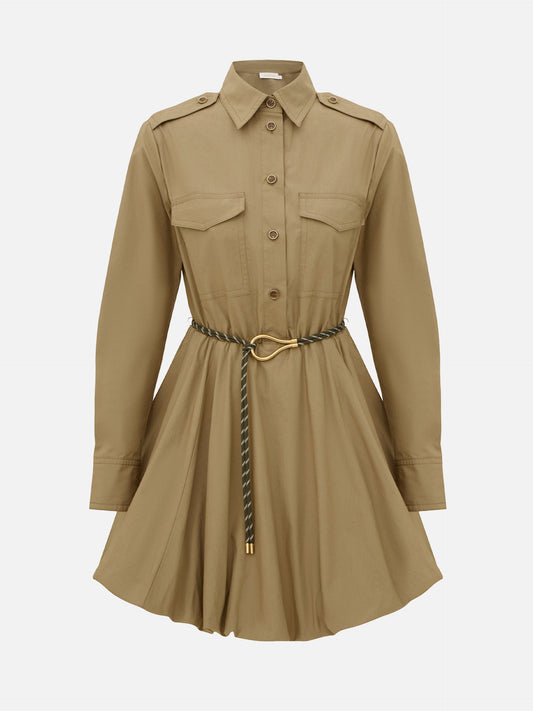 Zimmermann Hemdblusenkleid Clash aus Popeline für Damen Khaki