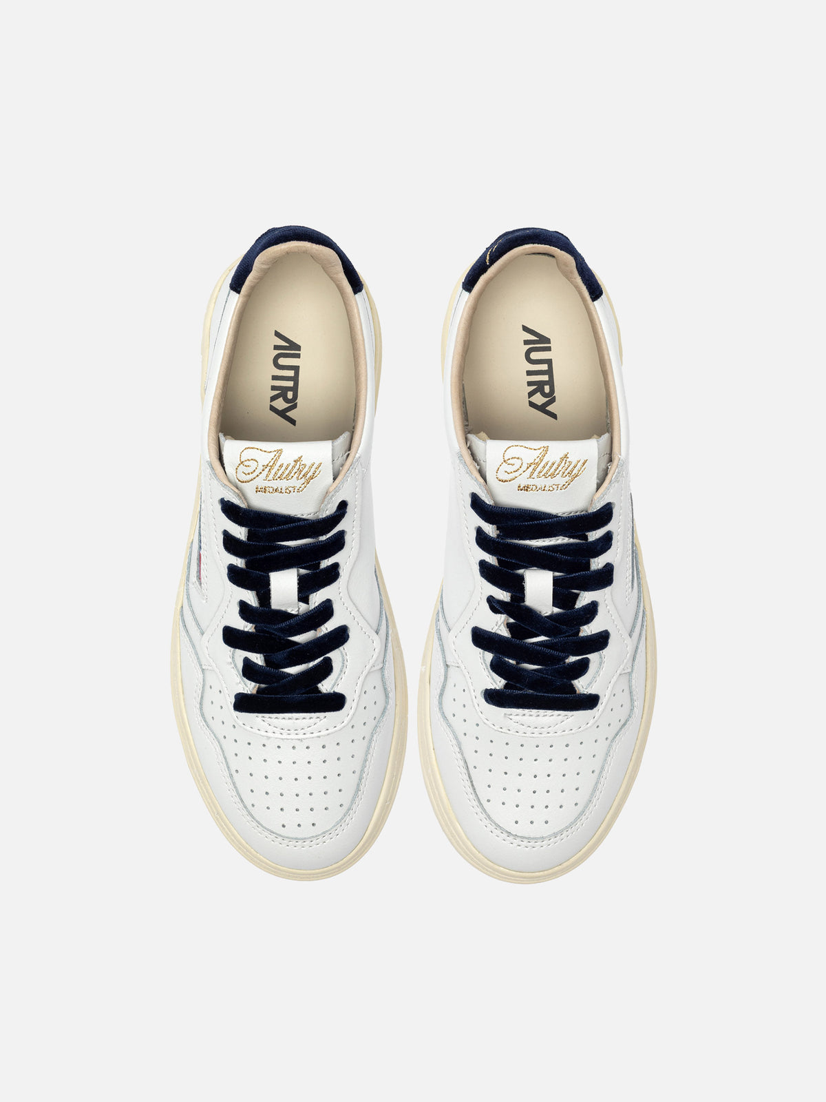 Autry Sneakers Medalist Low aus Leder für Damen Weiß/Dunkelblau