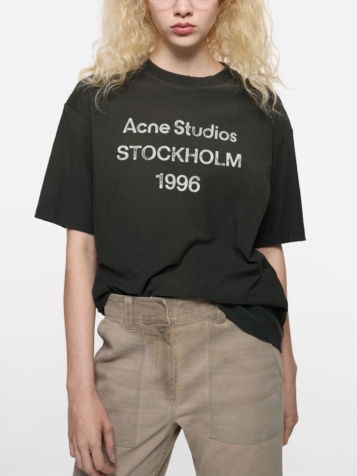 Acne Studios - 1996 Sprayed Logo T-Shirt aus Baumwolljersey Faded Black - Schwarz 4