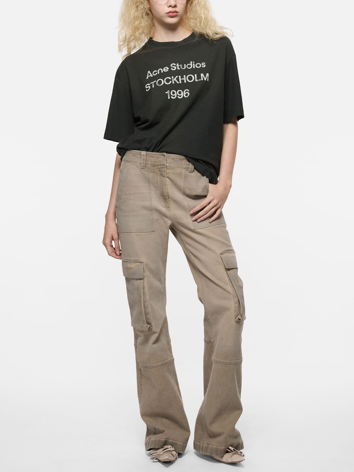 Acne Studios - 1996 Sprayed Logo T-Shirt aus Baumwolljersey Faded Black - Schwarz 6