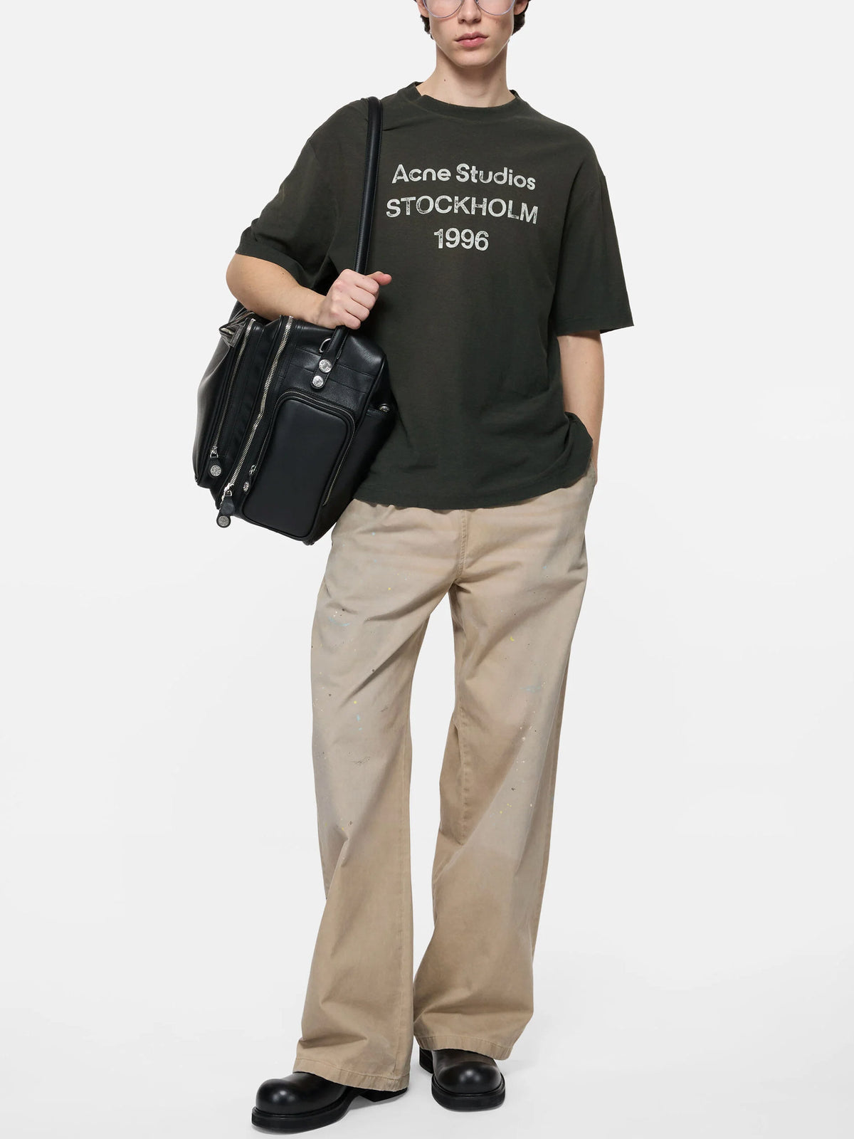 Acne Studios - 1996 Sprayed Logo T-Shirt aus Baumwolljersey Faded Black - Schwarz 5