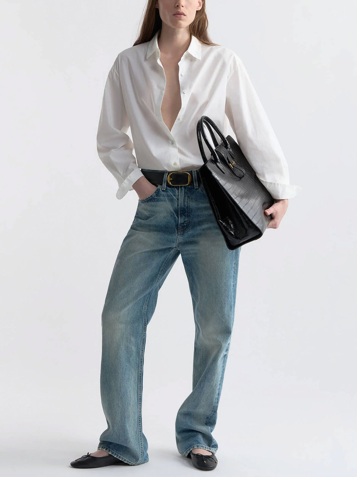 Nili lotan Straight Jeans Mitchell für Damen Hellblau