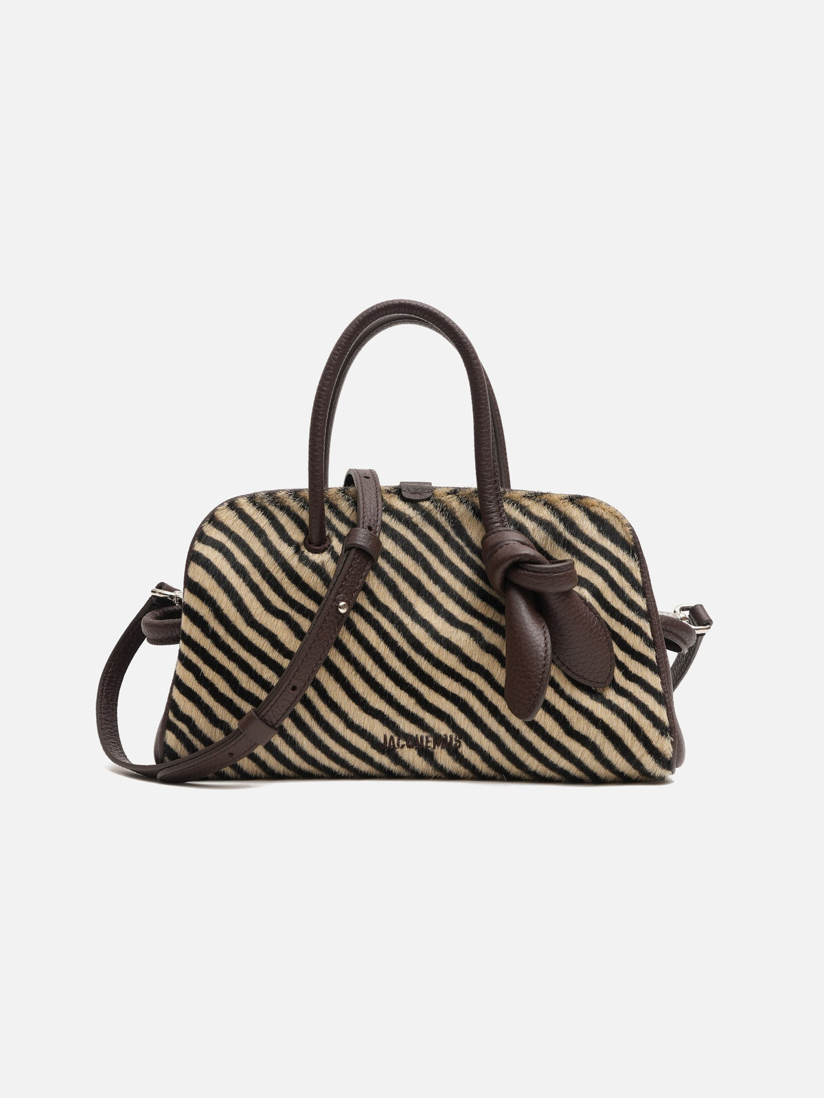 Jacquemus Handtasche Petit Turismo aus Kalbshaar mit Zebramuster Dunkelbraun/Zebra
