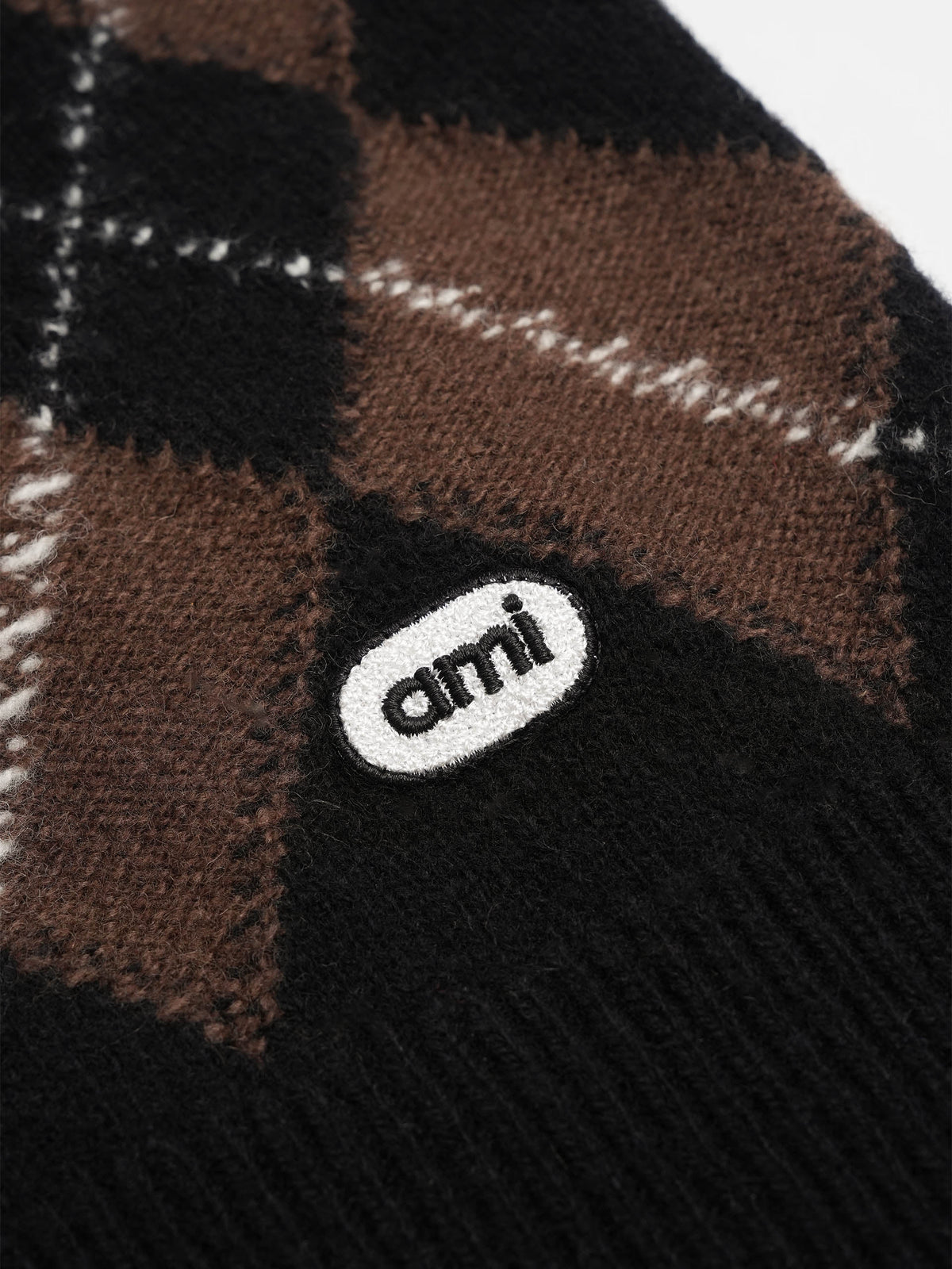 Ami paris Argyle-Pullover mit Half-Zip für Herren Braun/Schwarz