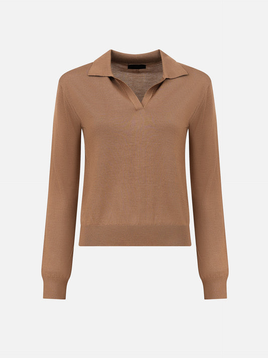 Dondup – Polopullover aus Kaschmir-Mix für Damen Camel