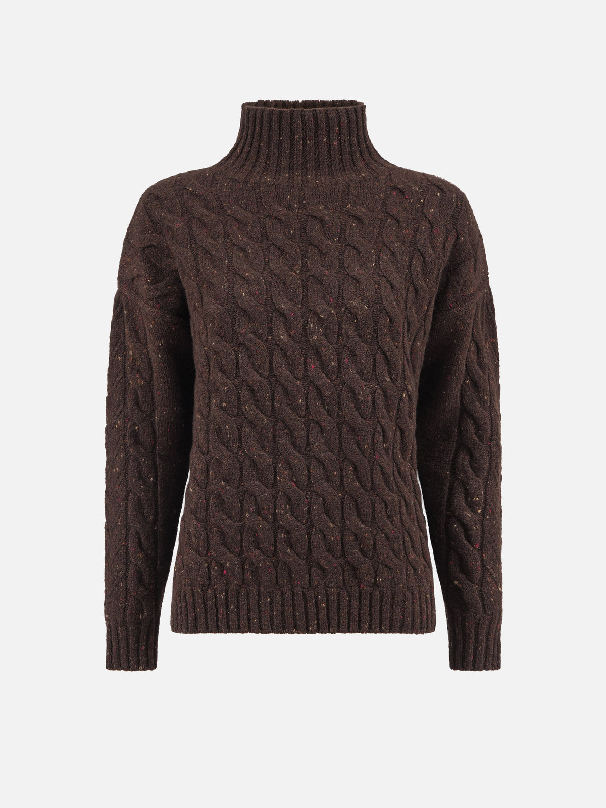 Max mara Rollkragenpullover mit Zopfmuster für Damen Dunkelbraun
