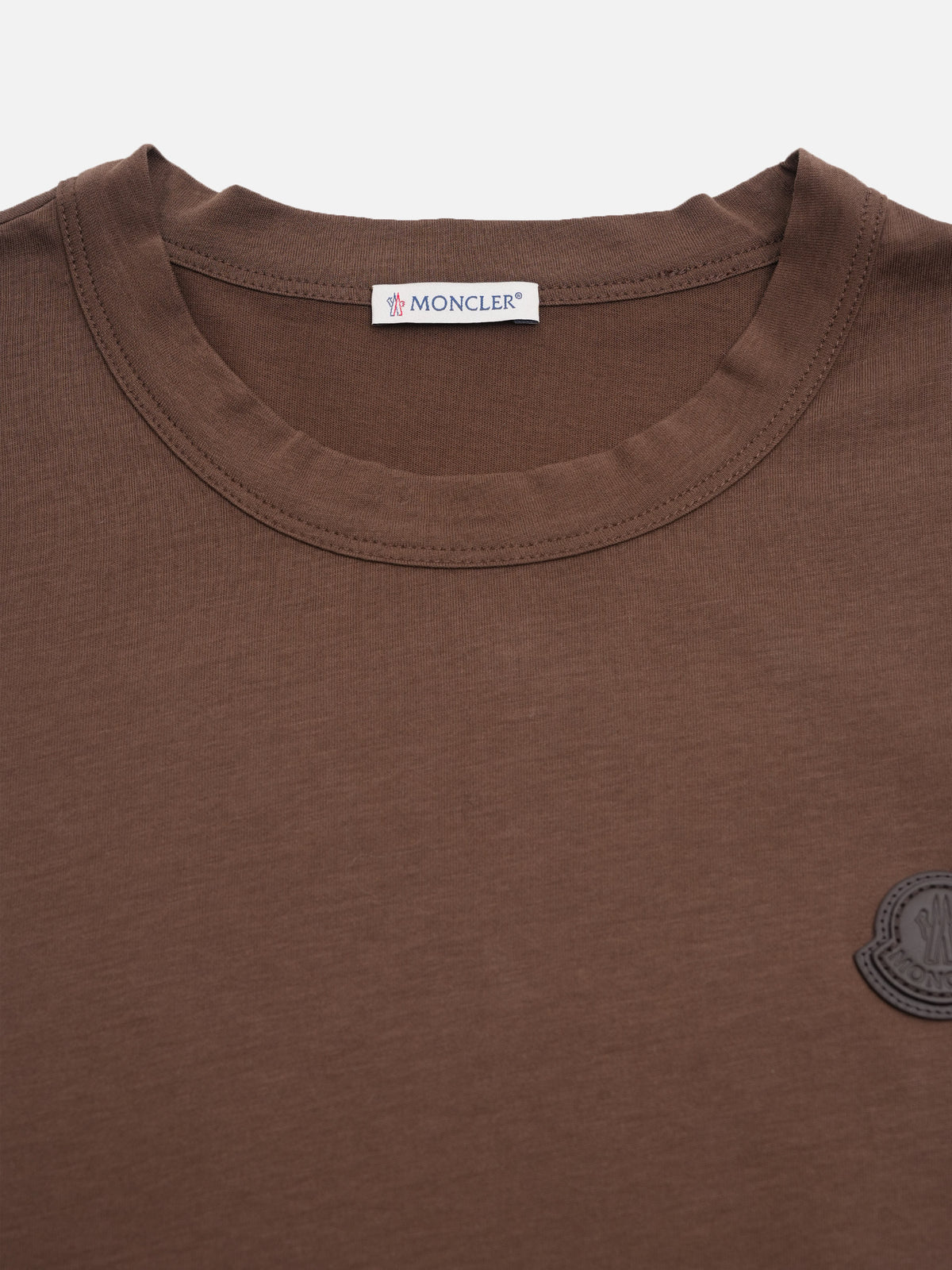 Moncler T-Shirt mit Leder-Logo für Herren Braun