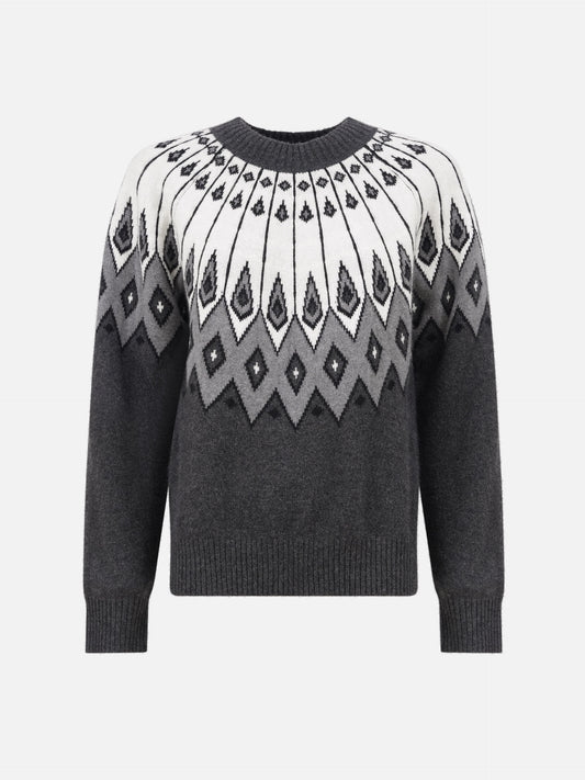 Loulou de saison Pullover Hans aus Kaschmir für Damen Grau/Weiß