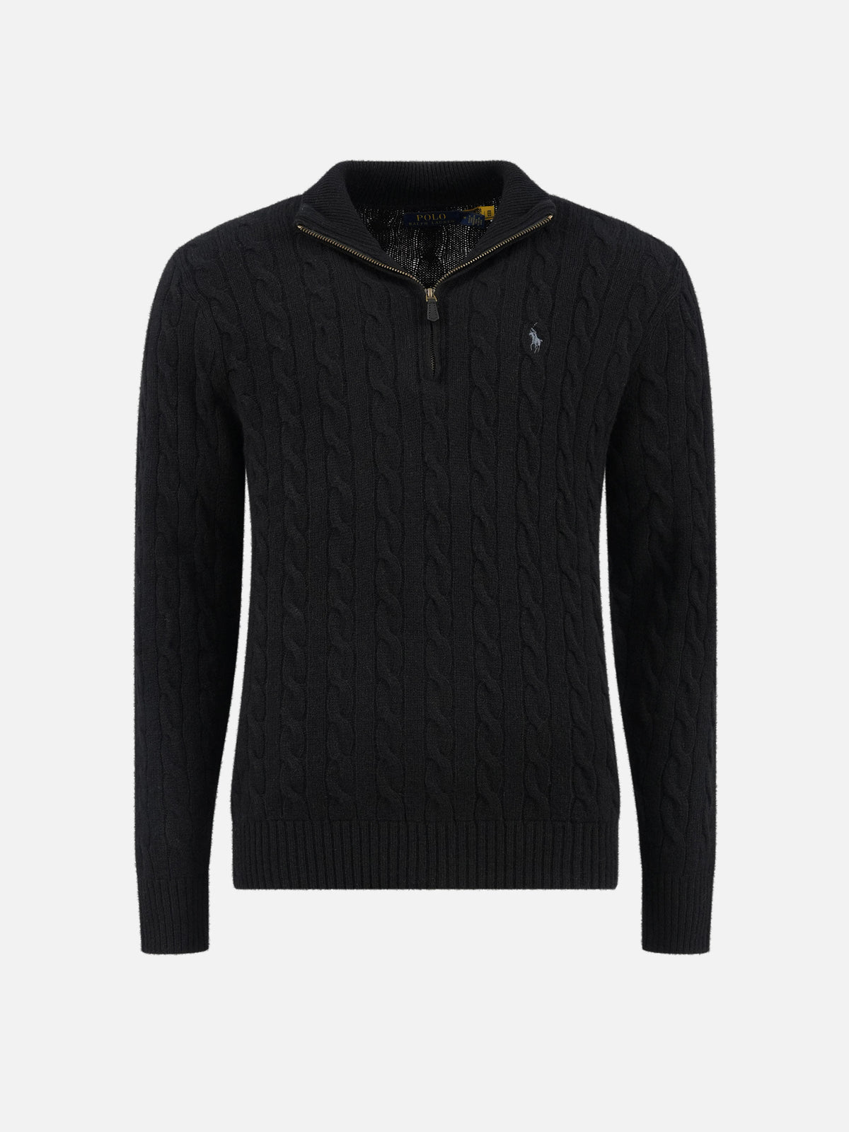 Polo Ralph Lauren – Quarter-Zip-Pullover mit Zopfmuster für Herren Schwarz - Black