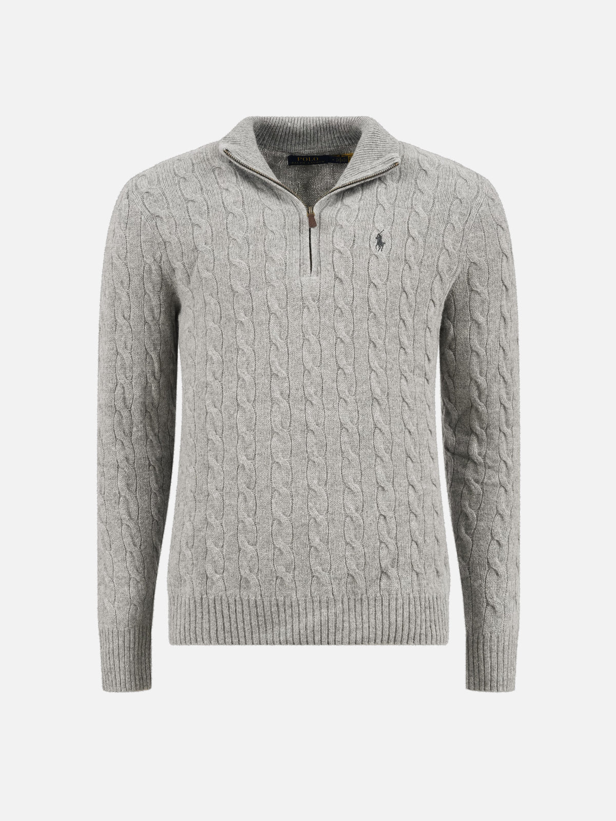 Polo Ralph Lauren – Quarter-Zip-Pullover mit Zopfmuster für Herren Grau Heather - Grey Heather