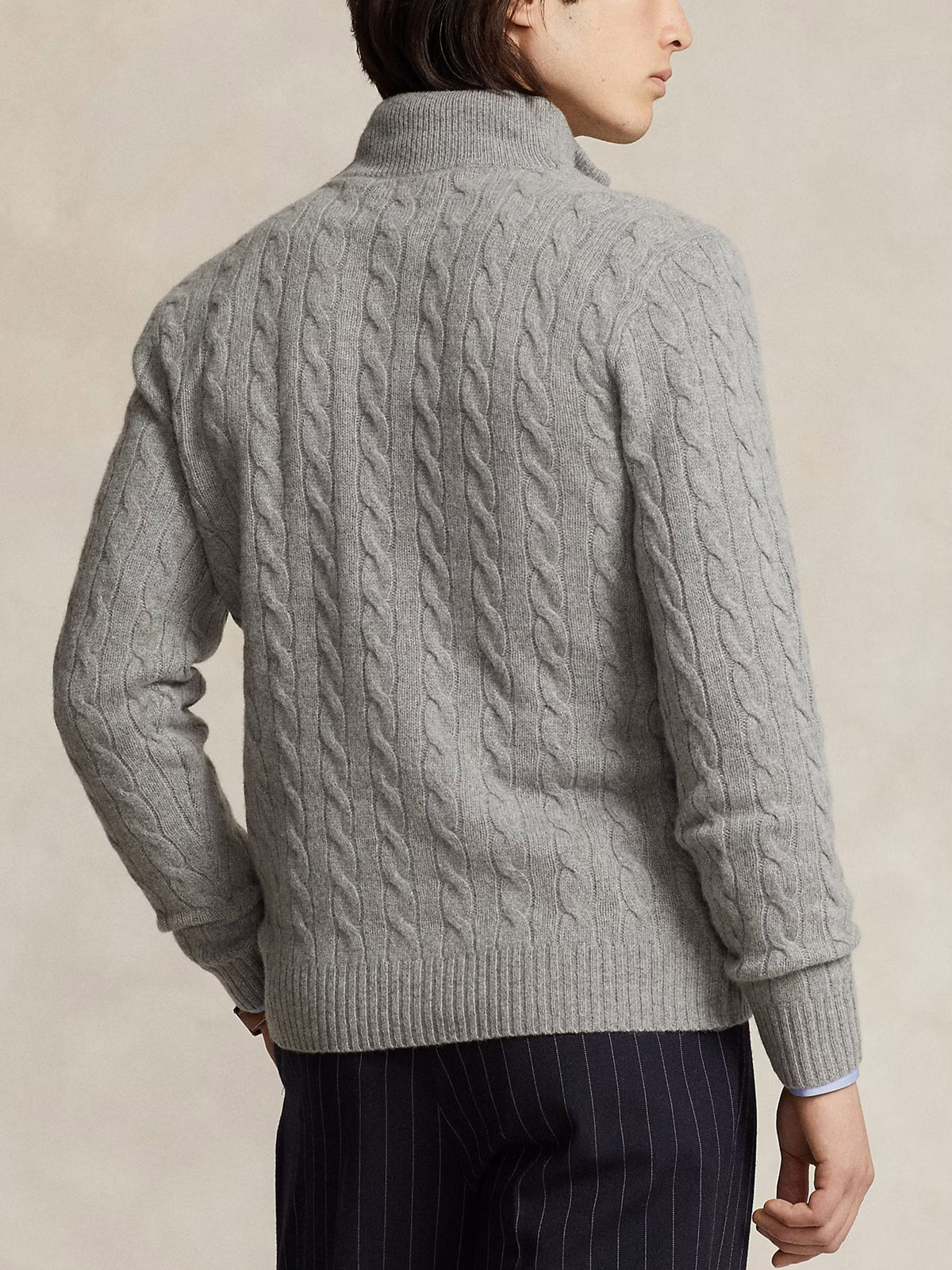 Polo Ralph Lauren – Quarter-Zip-Pullover mit Zopfmuster für Herren Grau Heather - Grey Heather