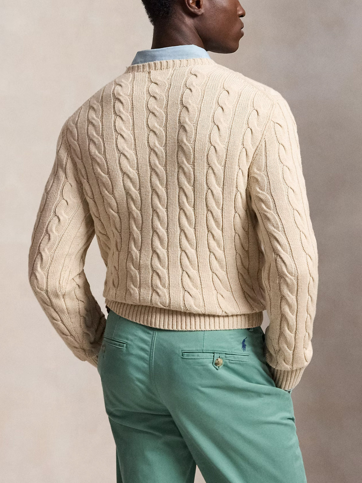 Polo ralph lauren Baumwoll-Pullover mit Zopfmuster für Herren Hellbeige